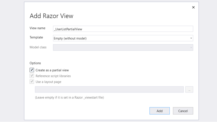 Create As Partial View