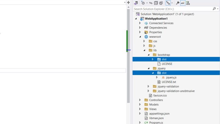محل ذخیره سازی Bootstrap و Jquery در Asp.net Core