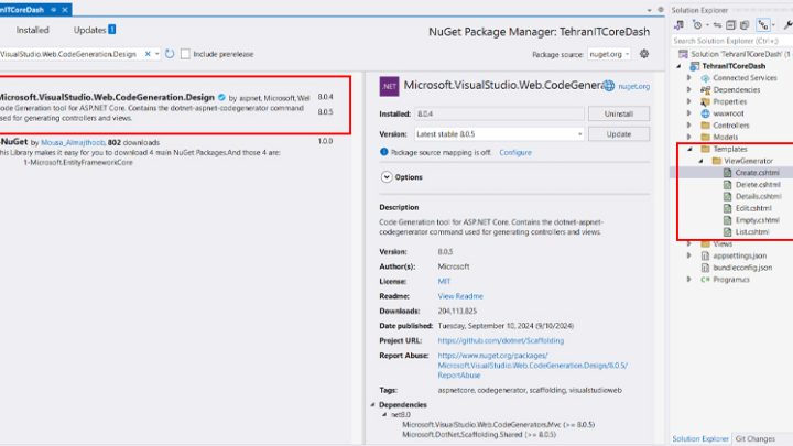 scaffolding templates in Asp.net core